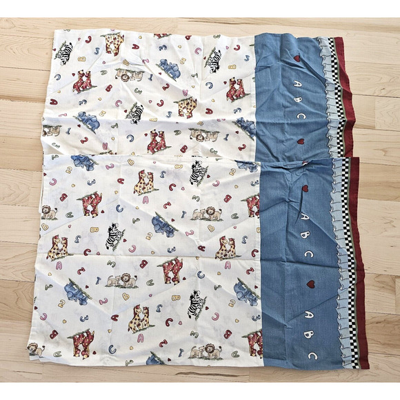 Fisher Price Vintage Animals Numbers Letters ABC Pillowcase Set (2) Double Sided - Picture 2 of 10